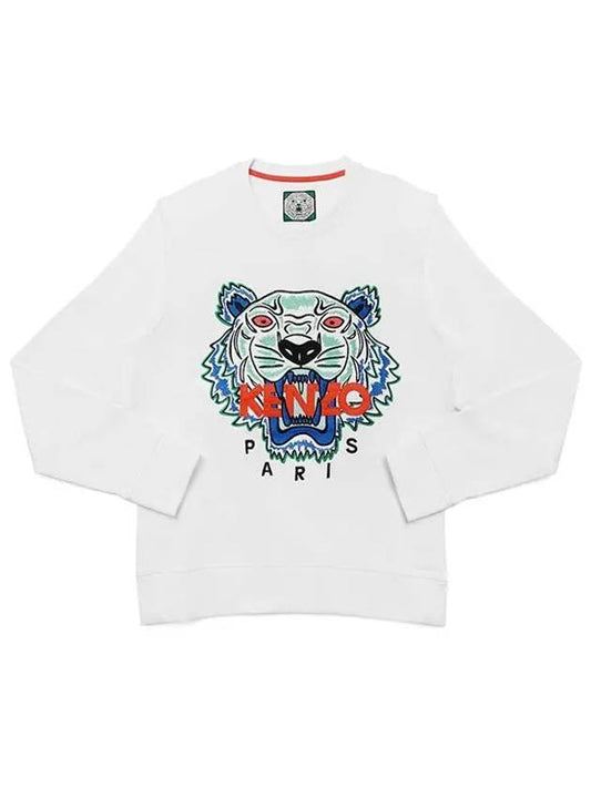 Tiger Print Cotton Jersey Sweatshirt White - KENZO - BALAAN 1