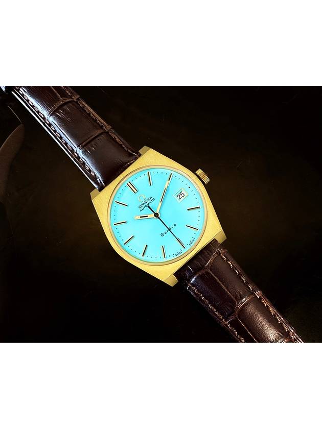 Gen ve 18K GP Cal 1481 Rare Sky Blue Men s Leather Watch - OMEGA - BALAAN 3