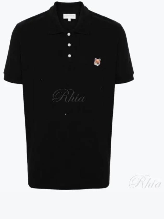 Fox Head Patch Cotton Polo Shirt Black - MAISON KITSUNE - BALAAN 2