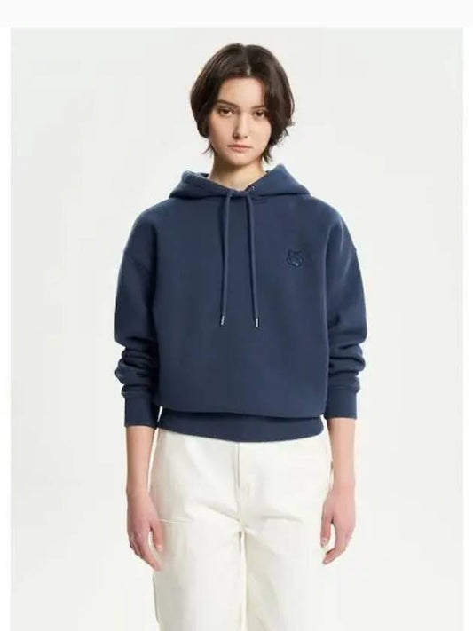 Women s Foxhead Patch Comfort Hooded Sweatshirt Hoodie Ink Blue Domestic Product - MAISON KITSUNE - BALAAN 1