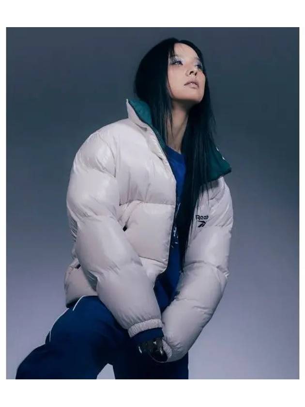 Hyori Lee wearing reversible pump down jacket white green - REEBOK - BALAAN 1