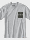 Camo pocket graphic short sleeve t shirt heather gray 105352 HGY - CARHARTT - BALAAN 5