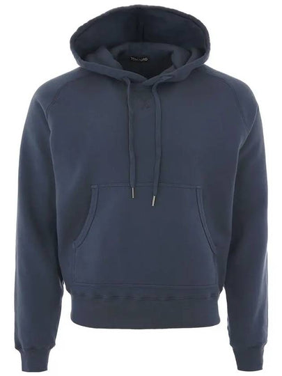 Cotton Garment Dye Drawstring Hoodie Blue - TOM FORD - BALAAN 2