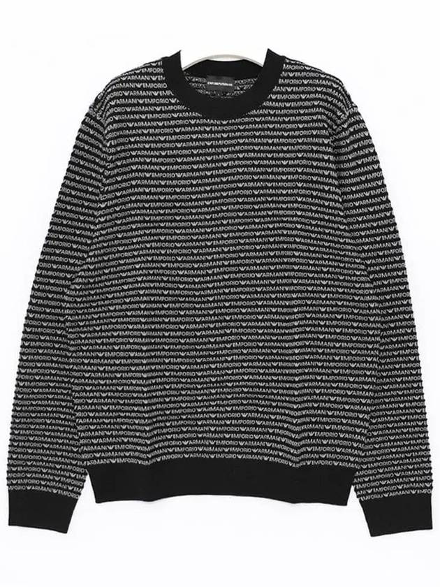 Logo Intarsia Knit Top Black - EMPORIO ARMANI - BALAAN 4