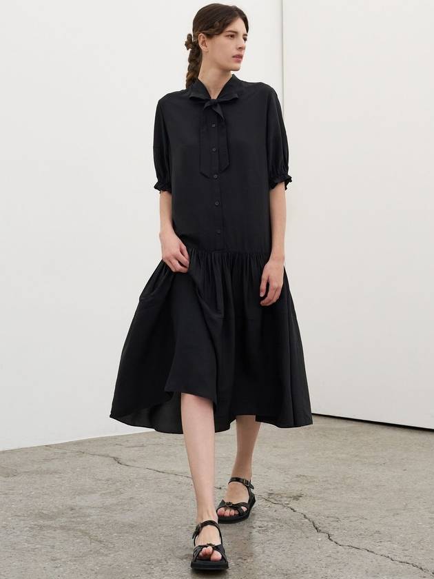 Ribbon shirring dress_black - MITTE - BALAAN 1