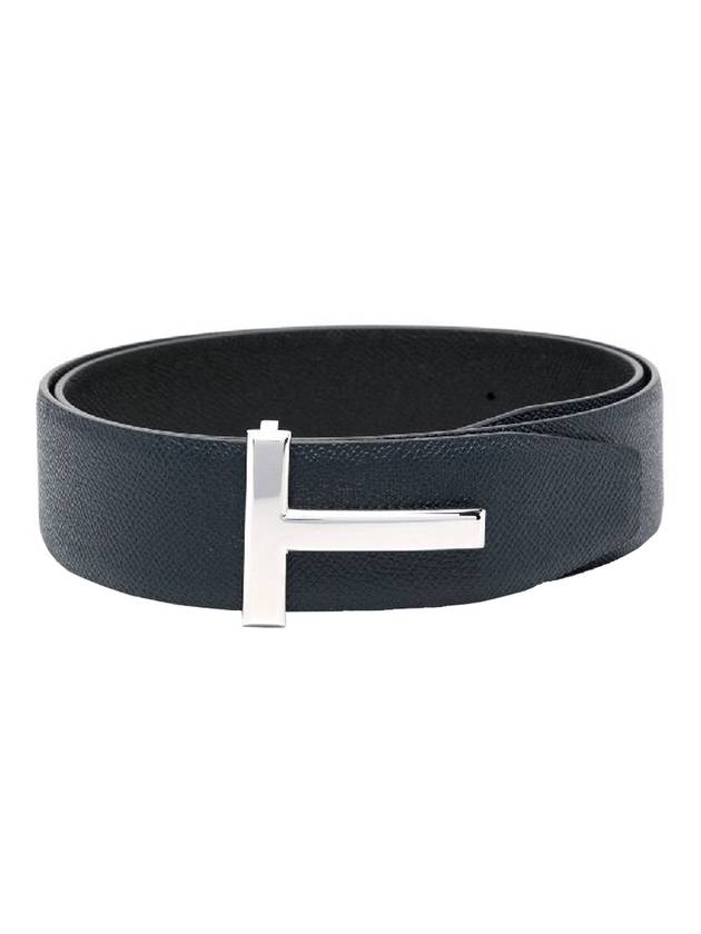 Men's T Logo Reversible Leather Belt Navy - TOM FORD - BALAAN 1