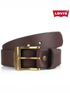 Square Buckle Leather Belt Brown Gold - LEVI'S - BALAAN 2