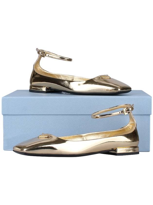 Metallic Leather Ballerinas Platinum Gold - PRADA - BALAAN 11