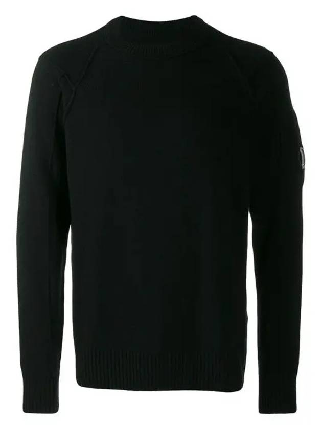 Lens Wappen Crew Neck Knit Top Black - CP COMPANY - BALAAN 3