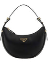 Arque Leather Shoulder Bag Black - PRADA - BALAAN 1