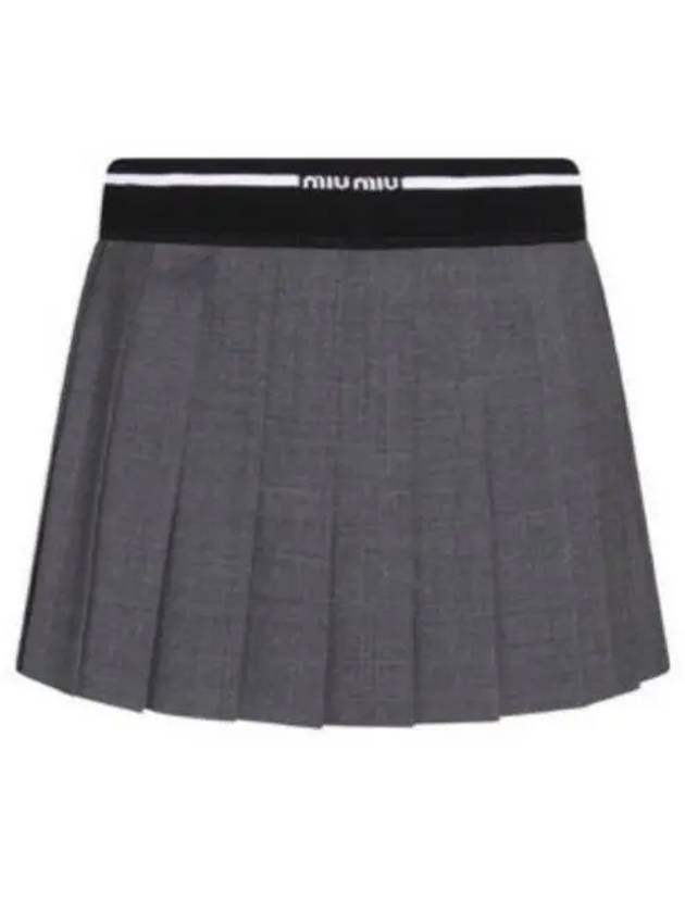 Women s Glen Pleated Wool Mini Skirt Gray MG1905 10DI - MIU MIU - BALAAN 1