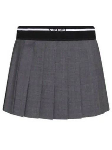 Women s Glen Pleated Wool Mini Skirt Gray MG1905 10DI - MIU MIU - BALAAN 1