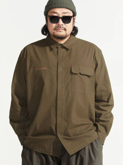 Flannel Work Long Sleeve Shirt Khaki - BOOVOOM - BALAAN 2