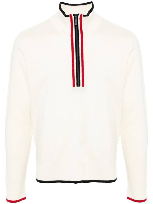 Half zip wool knit top white - THOM BROWNE - BALAAN 2