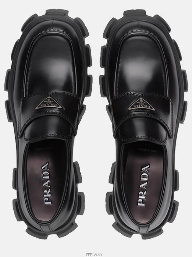 Monolith Brushed Leather Loafers Black - PRADA - BALAAN 6