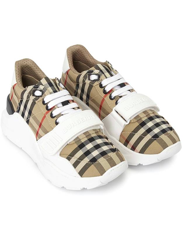 Vintage Check And Leather Sneakers White Archive Beige - BURBERRY - BALAAN 4