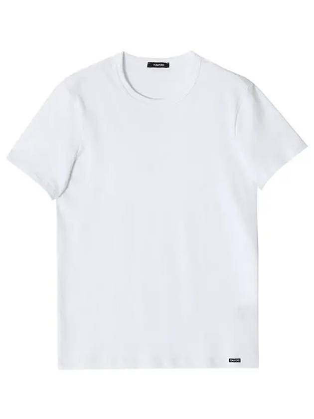 Cotton Crew Neck Short Sleeve T-Shirt White - TOM FORD - BALAAN 3