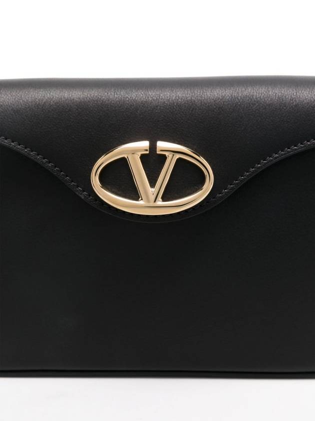 Logo Plaque Fold Over Cross Bag Black - VALENTINO - BALAAN 4