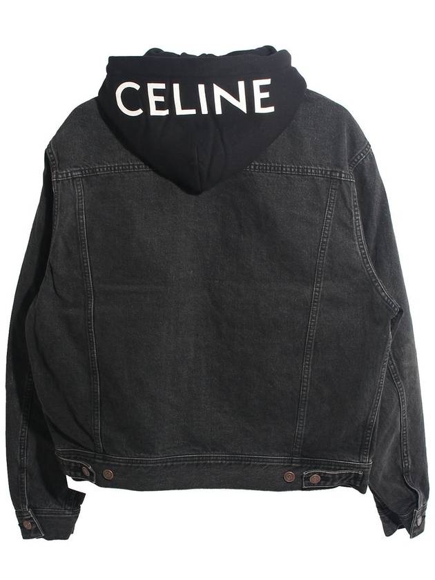 Logo Hooded Trucker Denim Jacket Black - CELINE - BALAAN 4