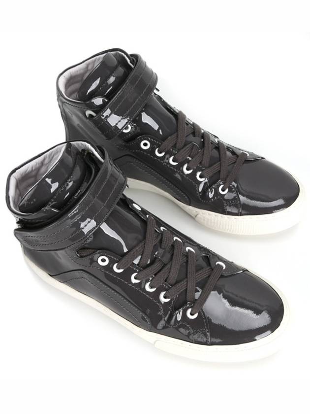 Men's PATENT ANTHRACITE Leather High Top Sneakers Black - PIERRE HARDY - BALAAN 3