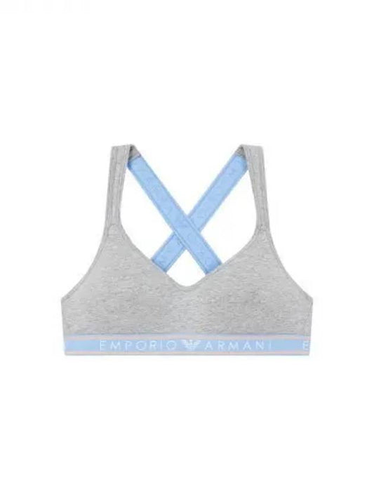 UNDERWEAR Women s Logo Banding Cross Strap Bra Melange Gray 271229 - EMPORIO ARMANI - BALAAN 1