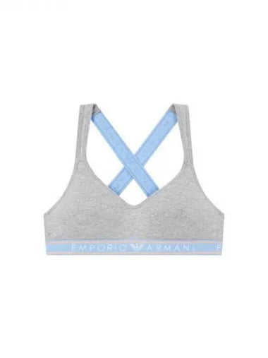 UNDERWEAR Women s Logo Banding Cross Strap Bra Melange Gray 271229 - EMPORIO ARMANI - BALAAN 1