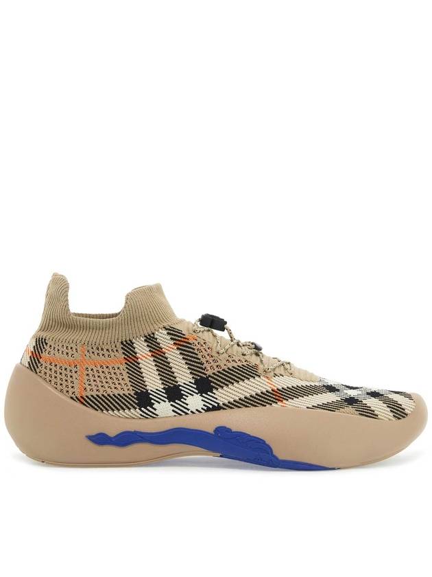 Check Knit Neptune Low Top Sneakers Sand - BURBERRY - BALAAN 2