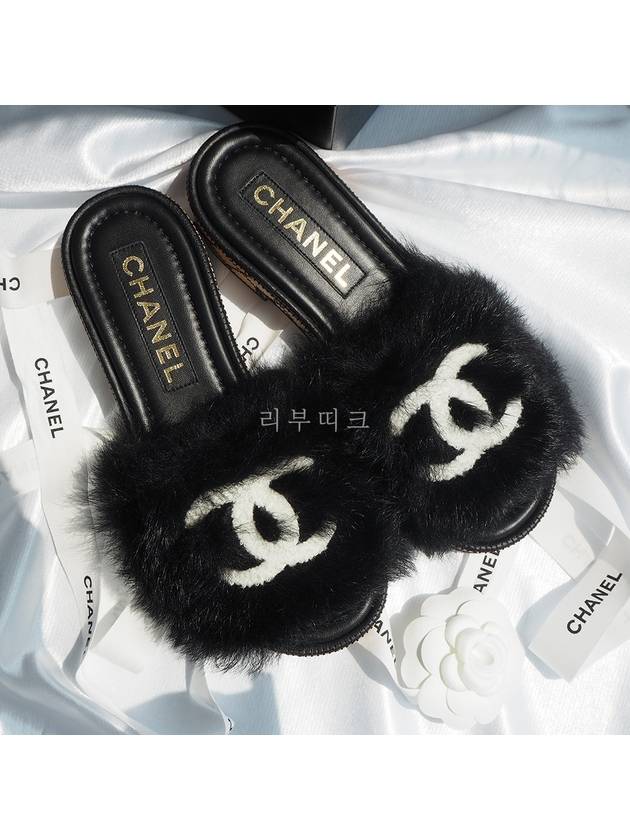 shirring lambskin mule sandals black - CHANEL - BALAAN.