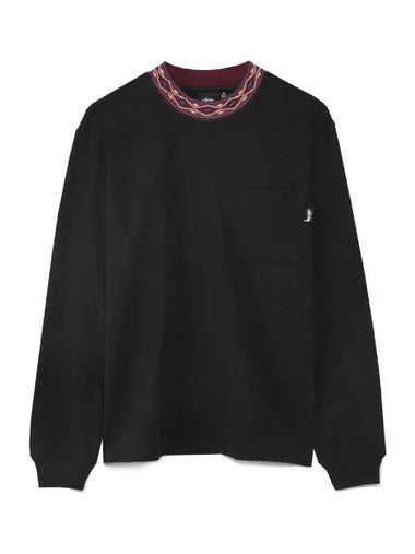 Jacquard mock neck long sleeve tshirt black 1140264 - STUSSY - BALAAN 1