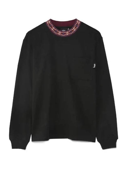 Jacquard mock neck long sleeve t shirt black - STUSSY - BALAAN 2