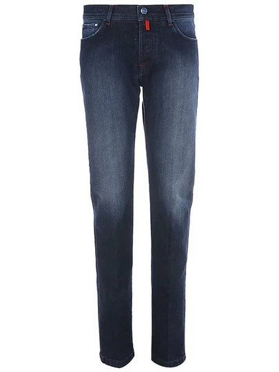 Men's Cotton Straight Jeans Indigo - KITON - BALAAN 2