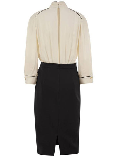 Georgette and crepe dress with piping - ELISABETTA FRANCHI - BALAAN 2