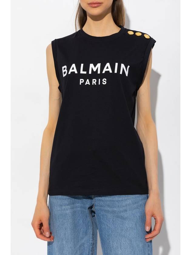 logo print sleeveless black - BALMAIN - BALAAN 4