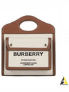 Mini Two-Tone Canvas And Leather Pocket Bag Natural Malt Brown - BURBERRY - BALAAN 2