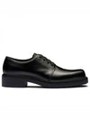 Lace-Up Square Toe Leather Derby Shoes Black - PRADA - BALAAN 2