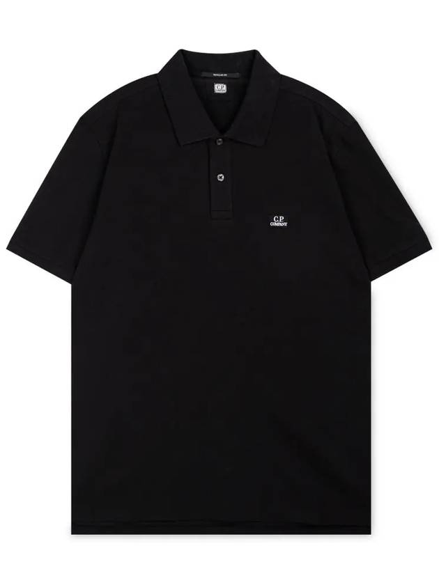 Men's Embroidered Logo Stretch Short Sleeve Polo Shirt Black - CP COMPANY - BALAAN 4