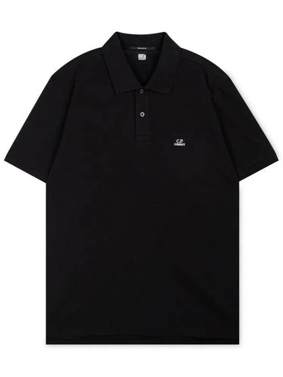 Men's Embroidered Logo Stretch Short Sleeve Polo Shirt Black - CP COMPANY - BALAAN 2