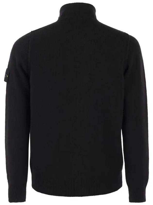 Lambswool Knit Cardigan Black - STONE ISLAND - BALAAN 4