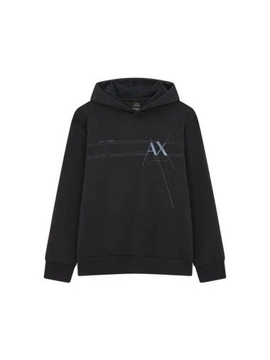 Men s Multi Line Logo Hooded Sweatshirt Black 271175 - ARMANI EXCHANGE - BALAAN 1