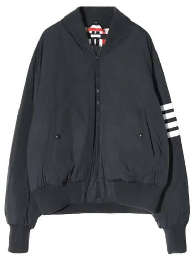 Diagonal striped poly twill oversized padded blouson jumper - THOM BROWNE - BALAAN 1