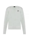 Logo Silk V-Neck Knit Top Grey - PRADA - BALAAN 2