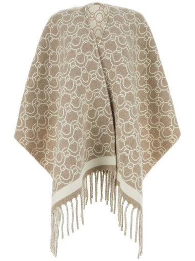 Jacquard Poncho Beige - SALVATORE FERRAGAMO - BALAAN 1