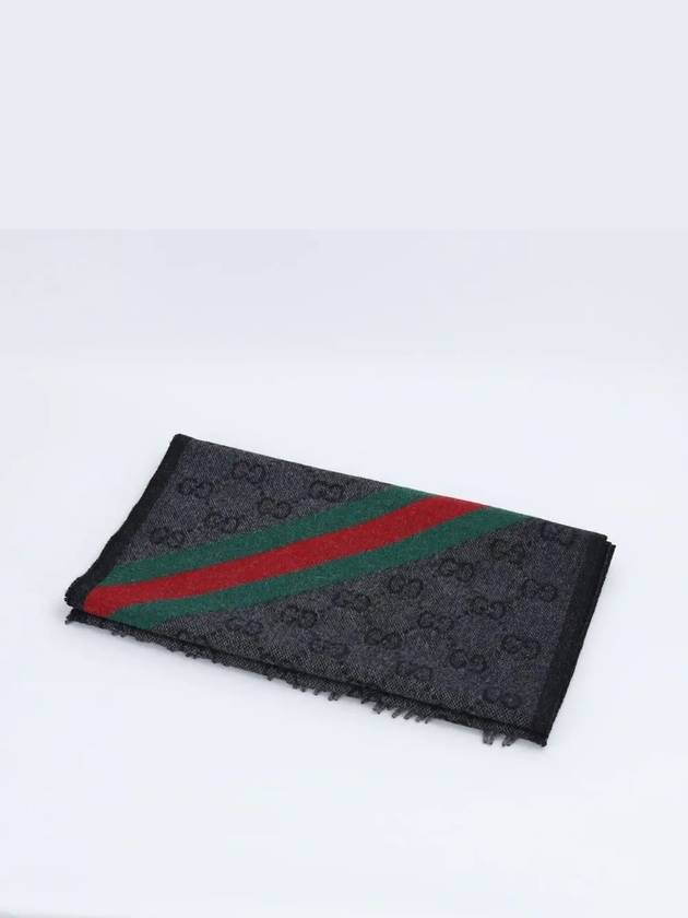 GG Web Wool Muffler Grey - GUCCI - BALAAN 4