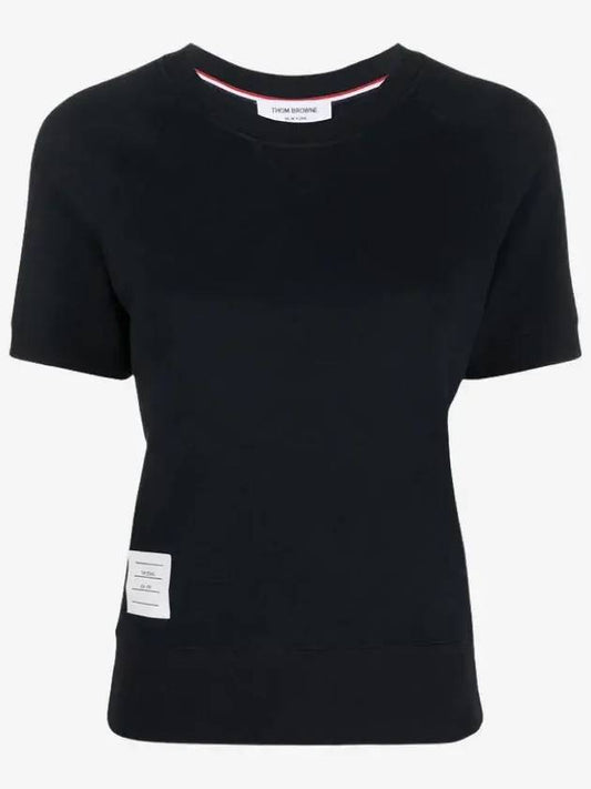 Women's Loopback Cotton Short Sleeve T-Shirt Navy - THOM BROWNE - BALAAN 2