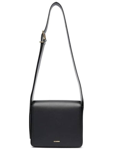 Logo Stamp Leather Shoulder Bag Black - JIL SANDER - BALAAN 1