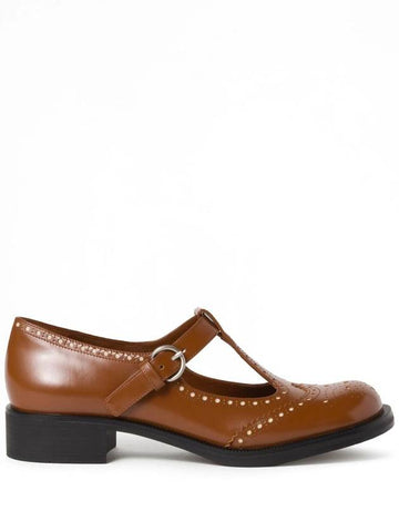 Miu Miu Brushed Leather T-Strap Brogue Shoes - MIU MIU - BALAAN 1