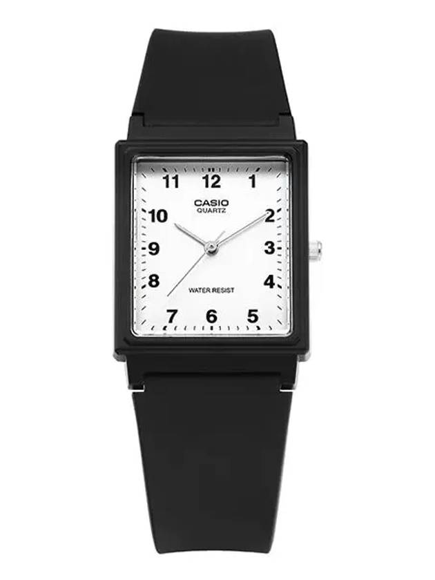 Square Plated Analog Watch White Black - CASIO - BALAAN 3