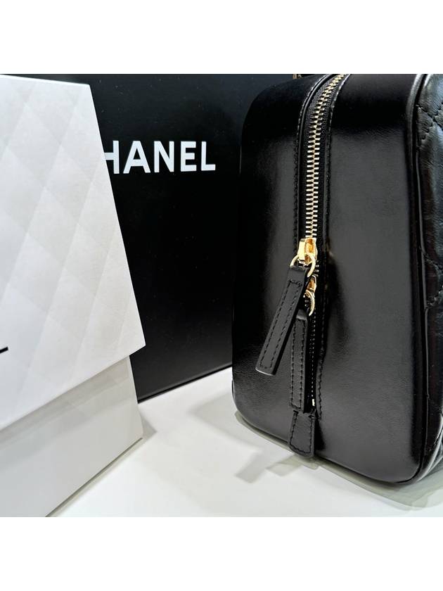 Bowling Bag Two Pocket Chain Shoulder Glossy Calfskin Black - CHANEL - BALAAN 7