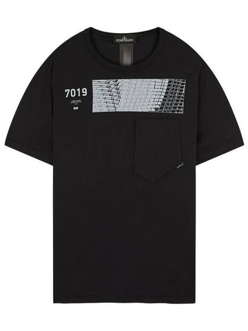 Shadow Project Geometric Printing Pocket Short Sleeve T-Shirt Black - STONE ISLAND - BALAAN 1