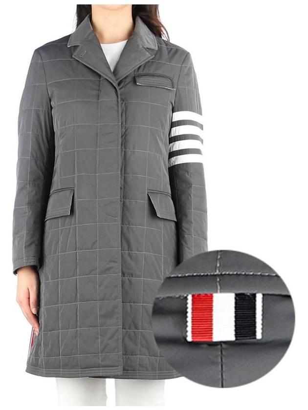 4 Bar Quilted Down Single Coat Grey - THOM BROWNE - BALAAN 2